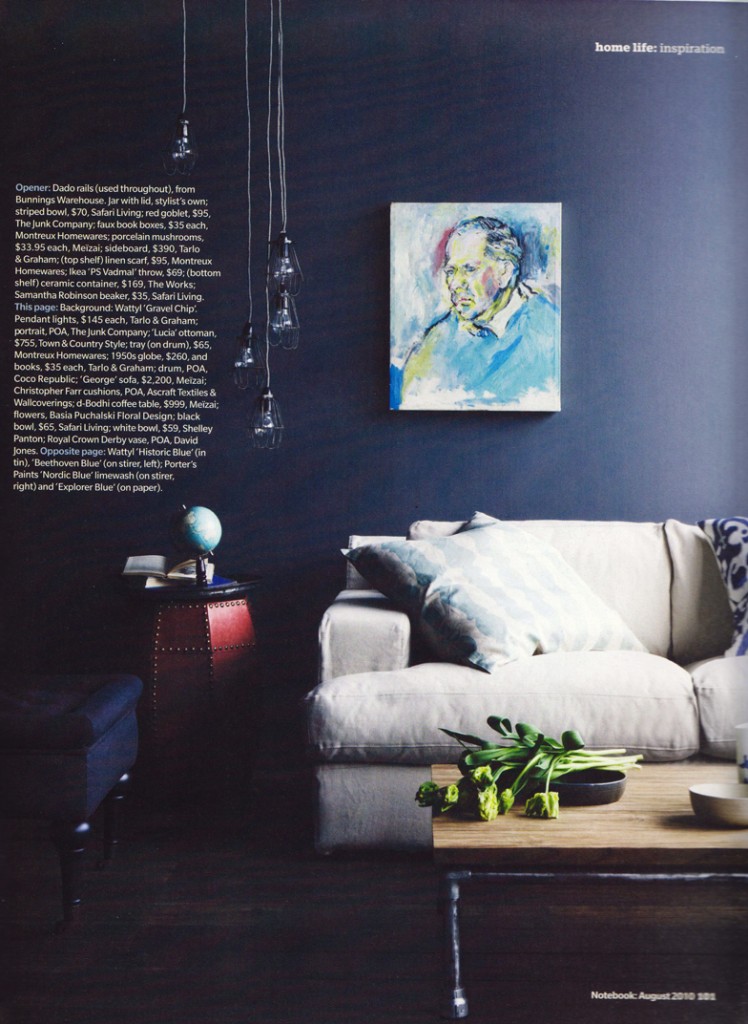 dark blue walls lounge room