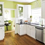 traditonal whote and lime green kitchen