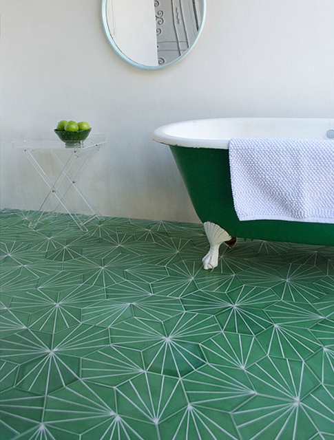 green cement tiles