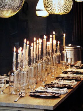 clear bottle candle holder dining