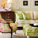 pink and green living room