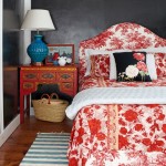 bedroom red accent country