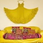 bohemian yellow and pink interior