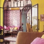 pink and yellow boho interior design