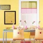 retro pink and yellow dining