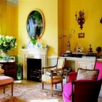 yellow and pink classic french interior