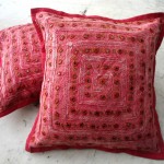 red boho throw pillow