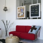 modern living room red and white