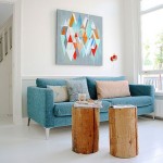 Living Room Decorating Ideas teal soaf modern art