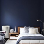 besroom  deep denim blue and warm timber tones