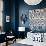 indigo and white bedroom